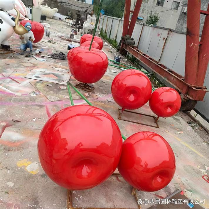 仿真樱桃雕塑 玻璃钢水果雕塑摆件的艺术魅力